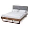 Baxton Studio Natalia Dark Grey Upholstered and Walnut Wood Full Size Platform Bed 167-9410-9437 - alternate 1